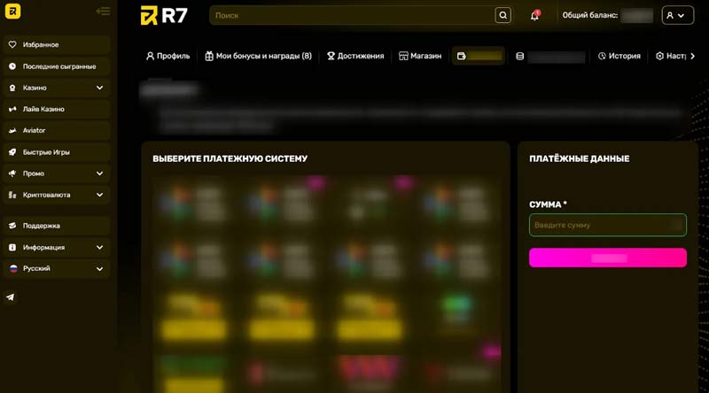 Страница пополнения